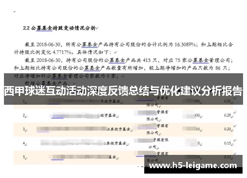 西甲球迷互动活动深度反馈总结与优化建议分析报告