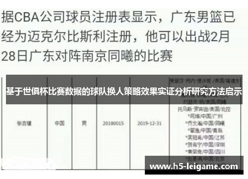 基于世俱杯比赛数据的球队换人策略效果实证分析研究方法启示
